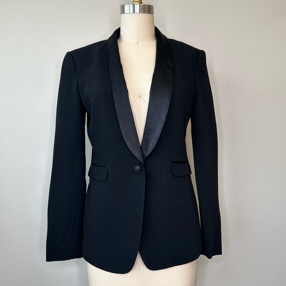 Rag & Bones Black Silk Lapel One Button Blazer - Picture 1 of 4